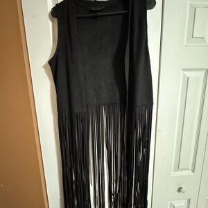 Steve Madden Black Faux Suede Fringe Vest OSFM New Without Tags